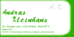 andras kleinhans business card